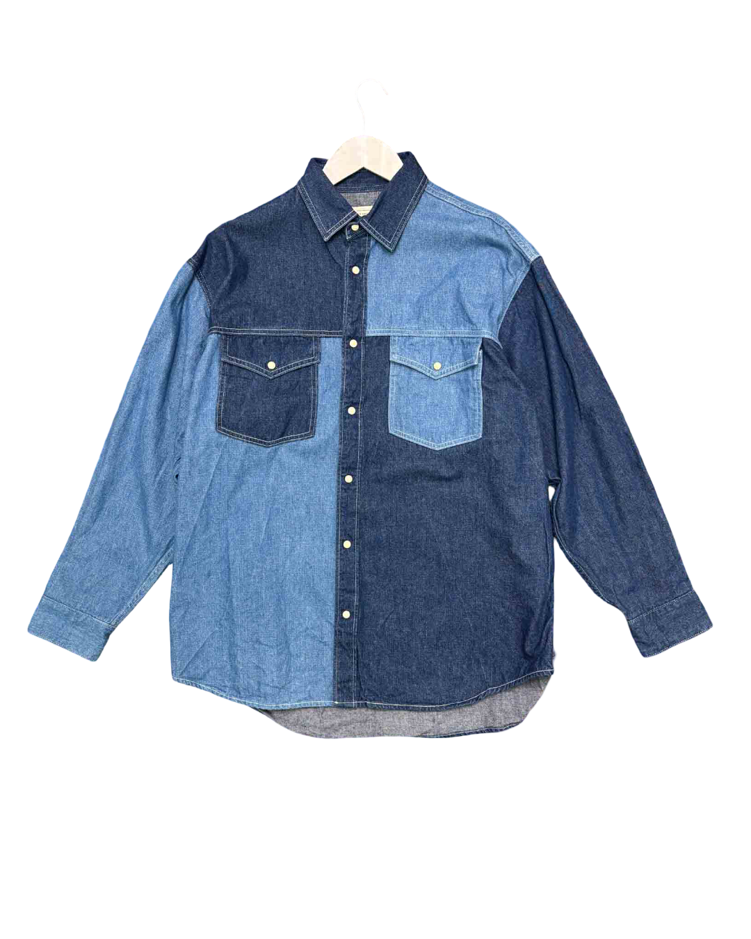 Size L | Niko And... Blue Patchwork Denim Shirt