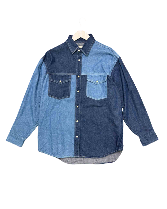 Size L | Niko And... Blue Patchwork Denim Shirt