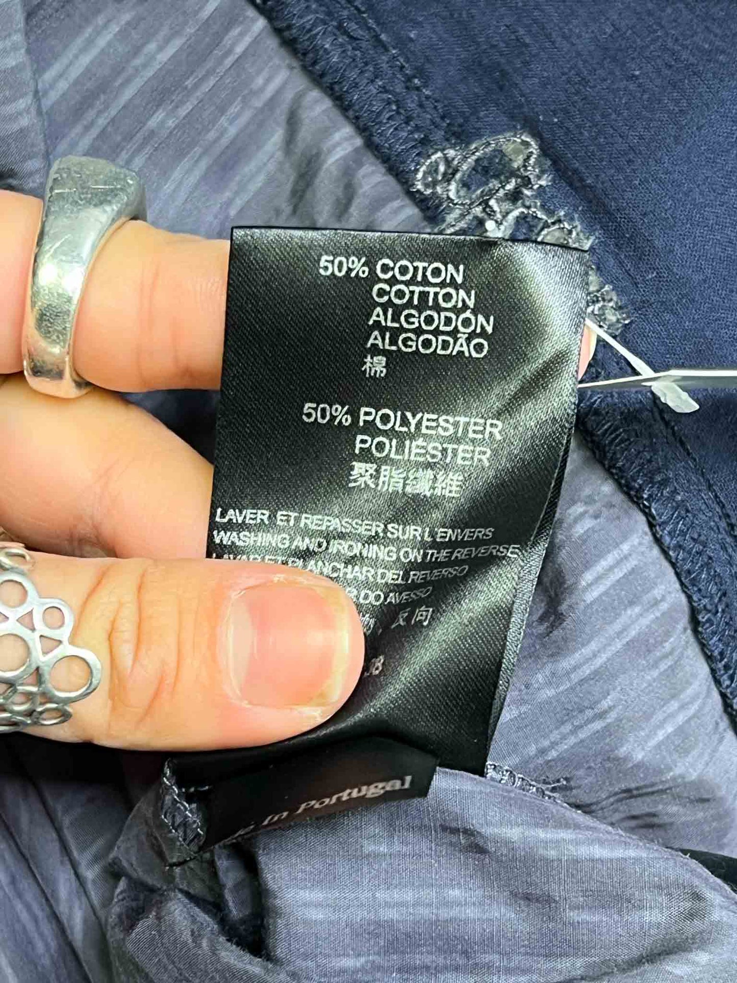 Size 38 (M) | Cop Copine Navy/Grey Pinstripe Babydoll Dress