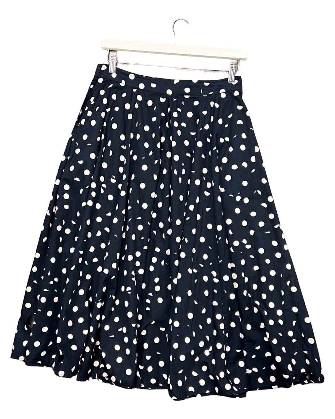 Size S | Kowtow Navy and White Polkadot Umbrella Skirt