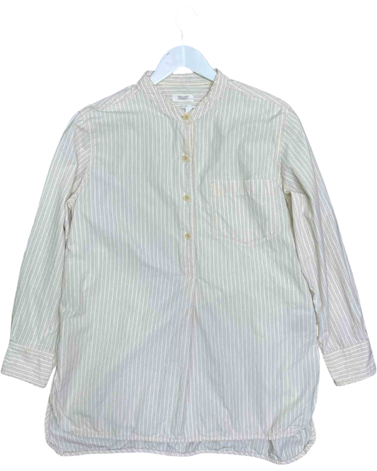 Size 16 | Toast Pinstripe Band Collar Tunic Shirt