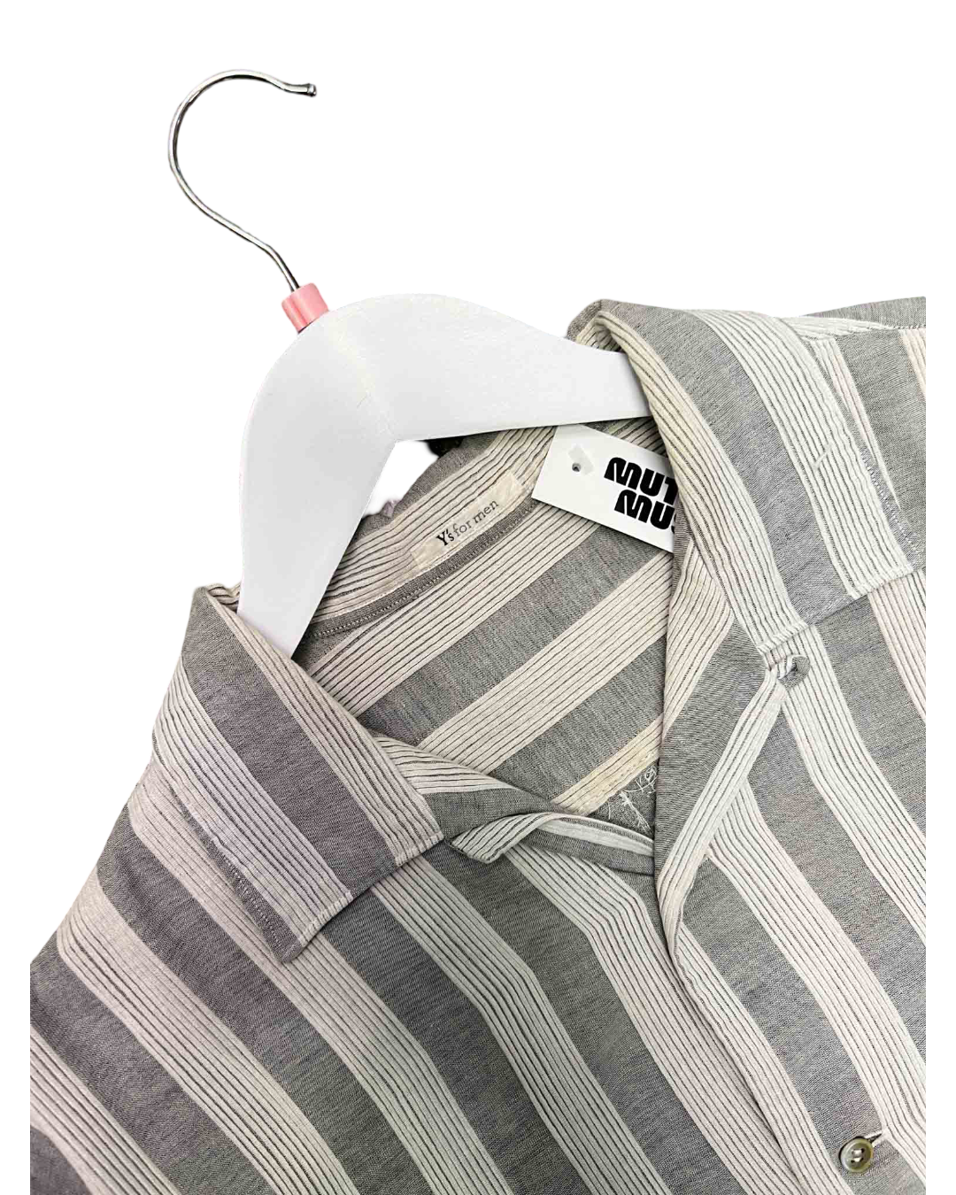 Size L | Y's for Men Grey Stripe Shirt