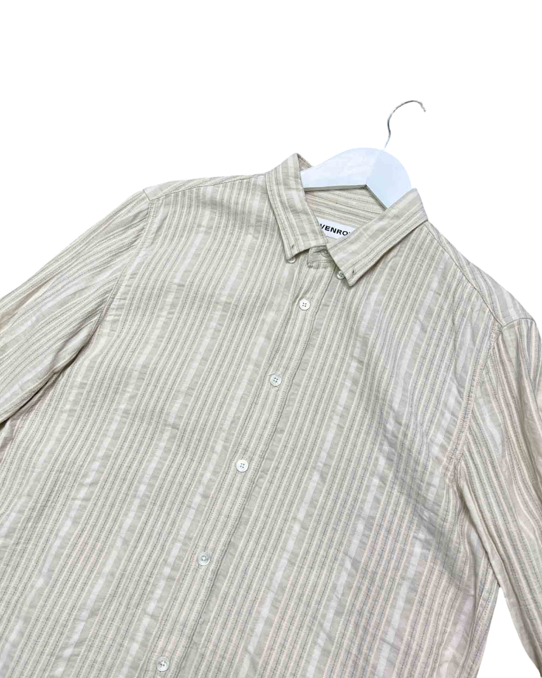Size M | Venroy Beige Striped Shirt