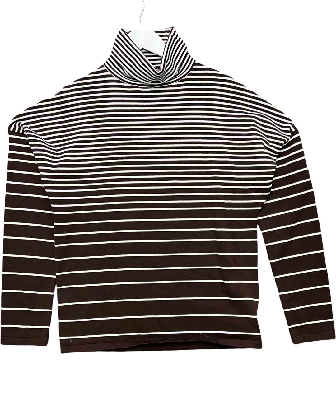 Size L | Ramon Gun Silver Striped Turtle-Neck Jumper