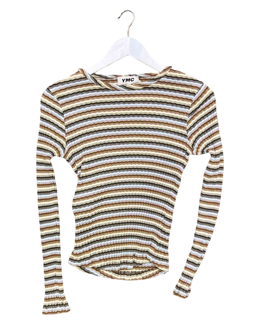 Size S | YMC Striped Cotton Long-Sleeve Top