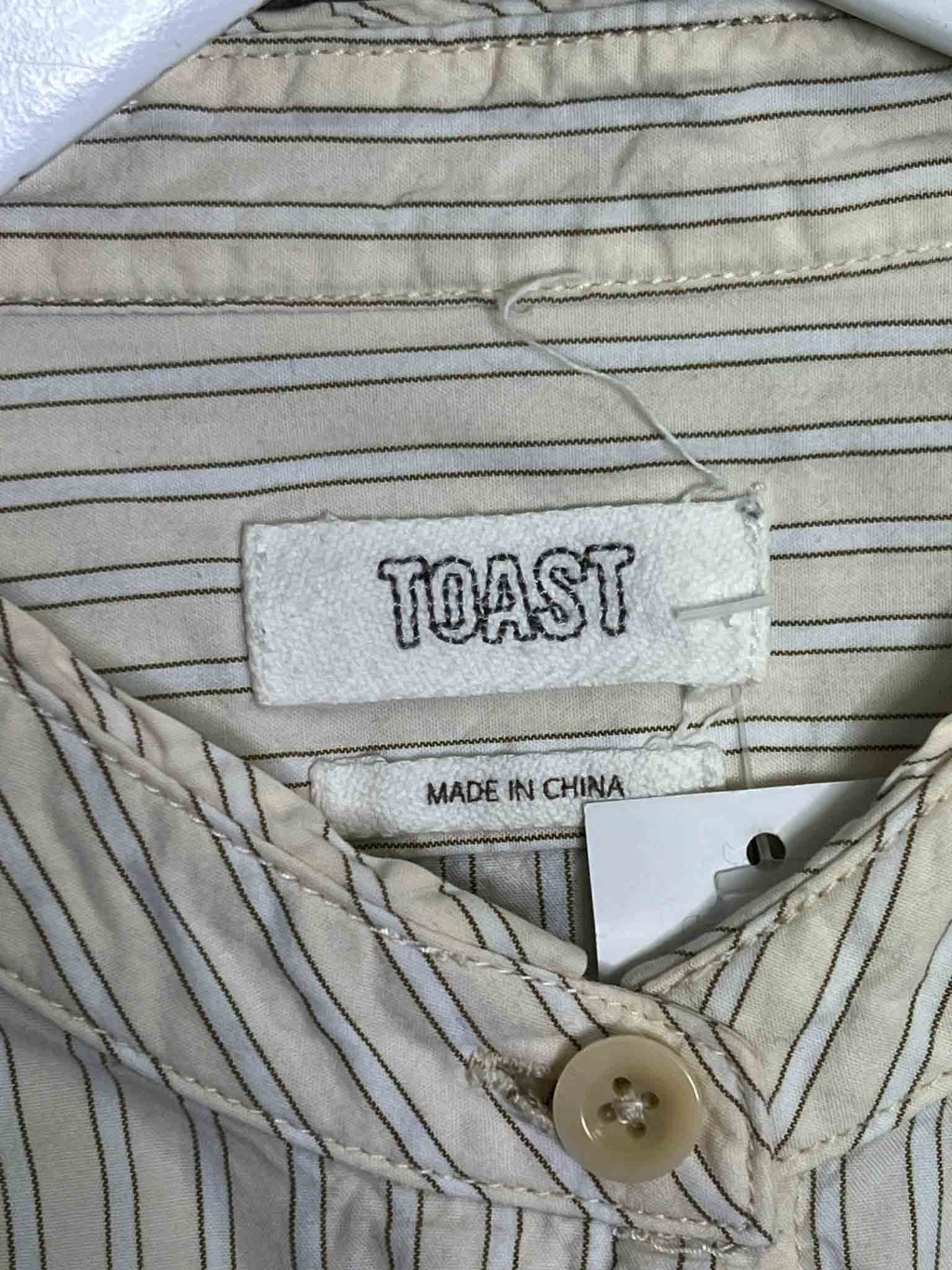 Size 16 | Toast Pinstripe Band Collar Tunic Shirt