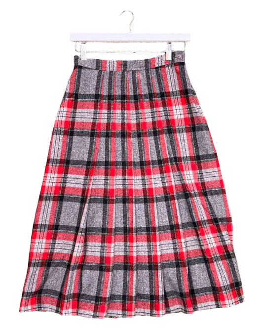 Size 12 | Sportscraft Grey\Red Wool Check Skirt
