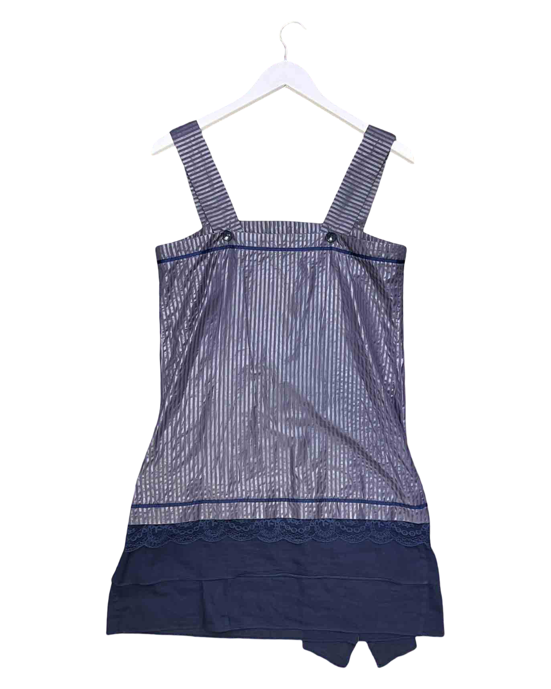 Size 38 (M) | Cop Copine Navy/Grey Pinstripe Babydoll Dress
