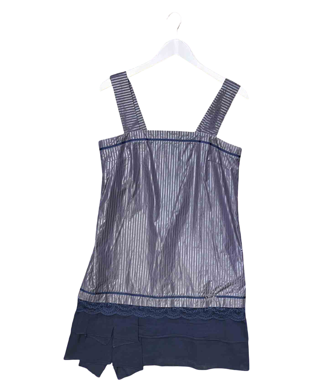 Size 38 (M) | Cop Copine Navy/Grey Pinstripe Babydoll Dress