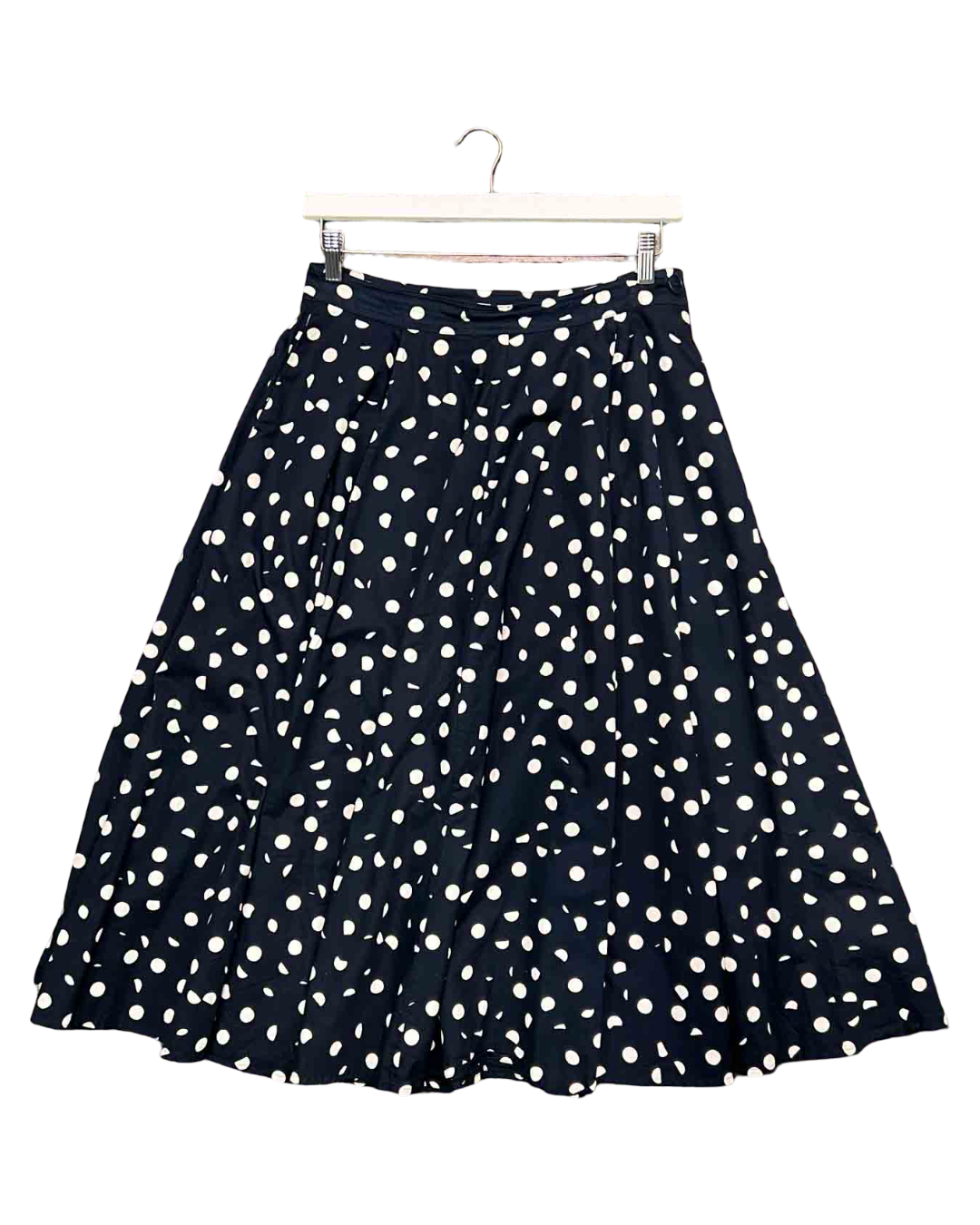 Size S | Kowtow Navy and White Polkadot Umbrella Skirt