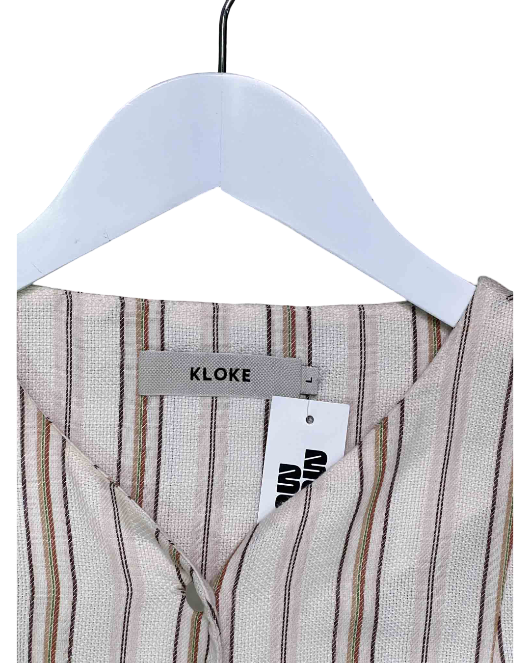 Size L | Kloke Cream Striped Shirt Dress