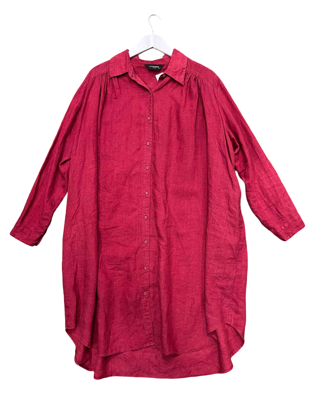 Size L | Eva's Sunday Burgundy Linen Shirt Dress