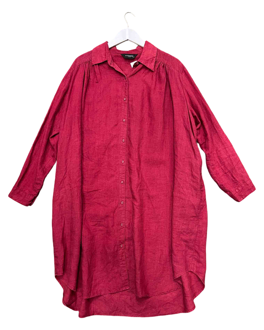 Size L | Eva's Sunday Burgundy Linen Shirt Dress