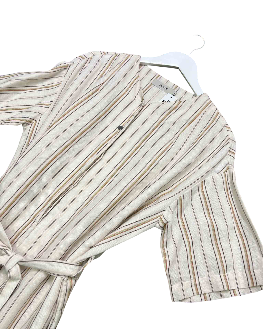 Size L | Kloke Cream Striped Shirt Dress