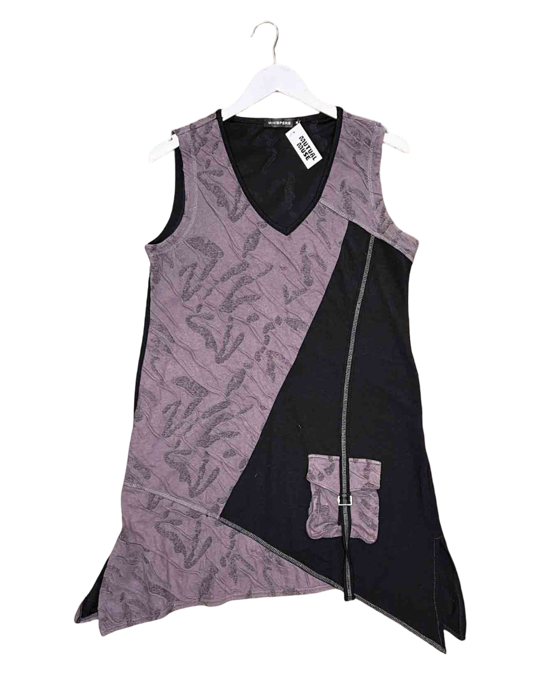 Size M | Whispers Mauve/Black Asymmetric Mini Dress