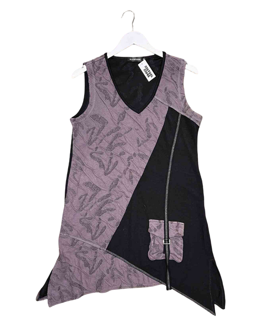Size M | Whispers Mauve/Black Asymmetric Mini Dress