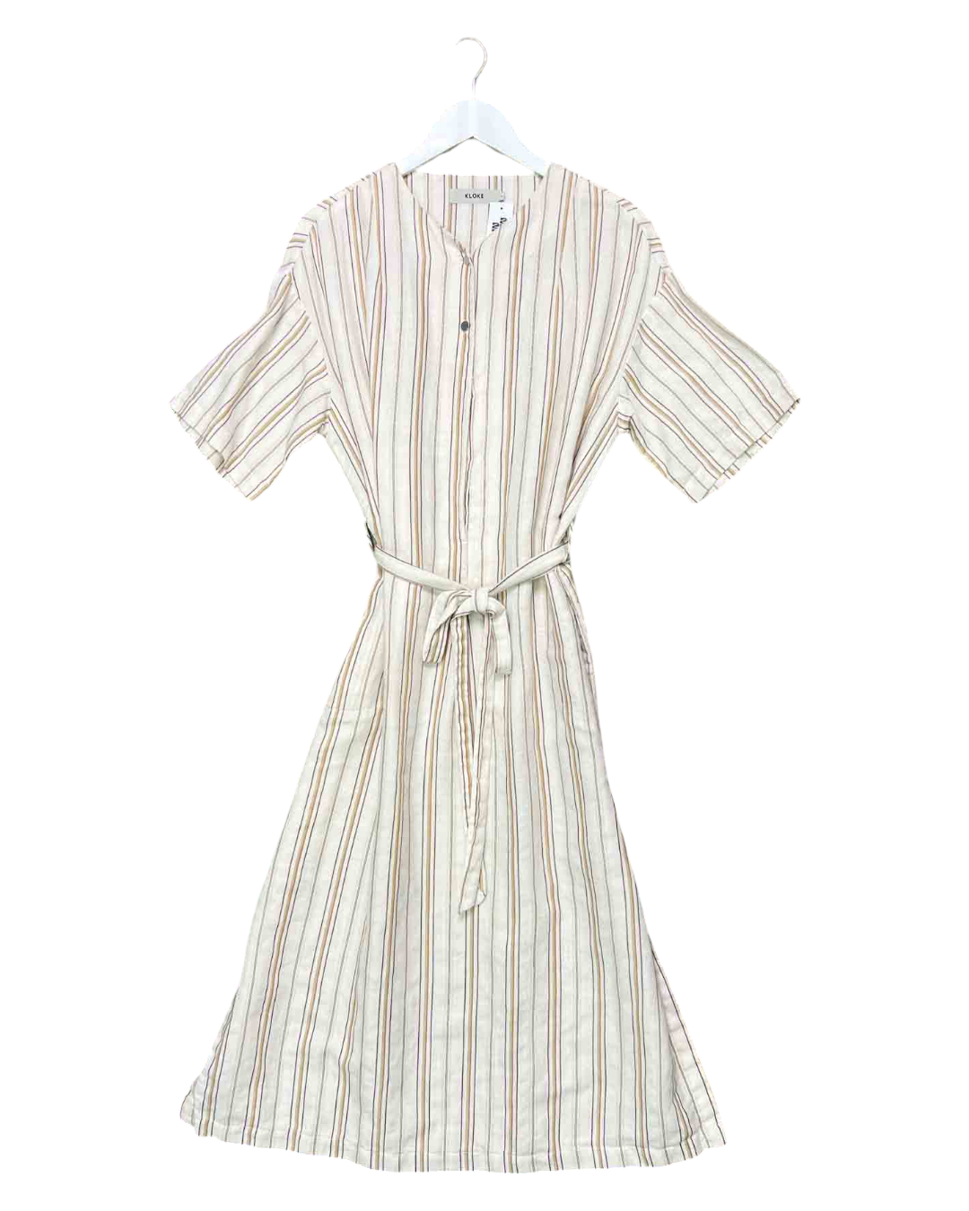 Size L | Kloke Cream Striped Shirt Dress