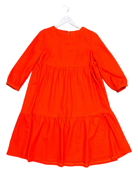 Size XL | Orange Rosé a Pois Orange Tiered Smock Dress