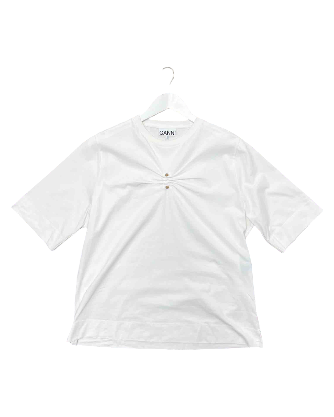 Size XL | Ganni White Cotton Piercing T-shirt
