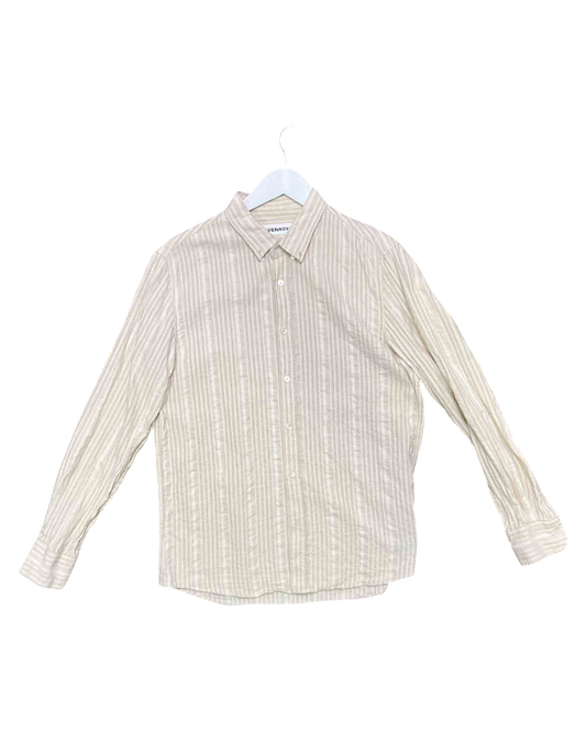 Size M | Venroy Beige Striped Shirt