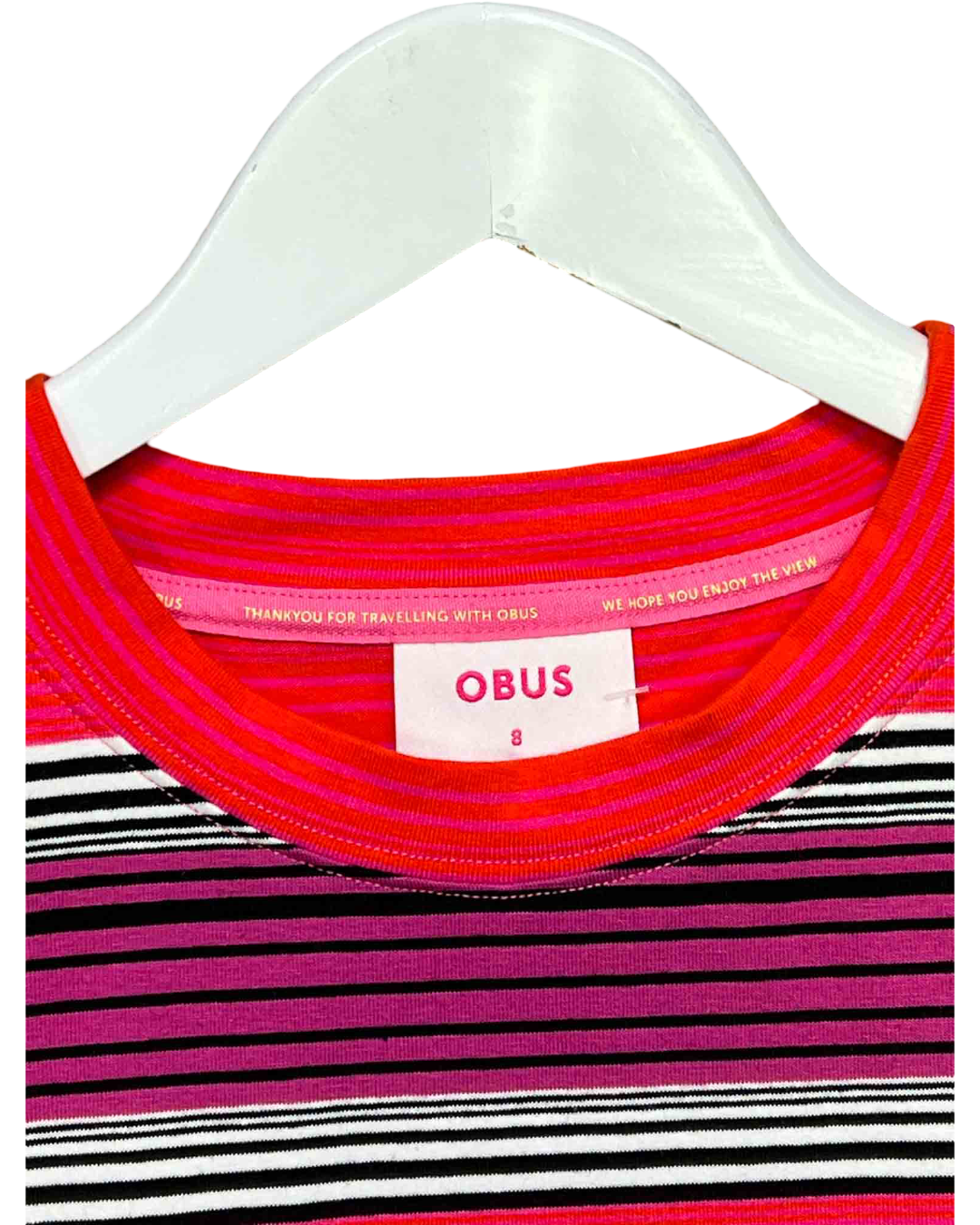 Size 8 | Obus Pink Stripe Muscle Tank