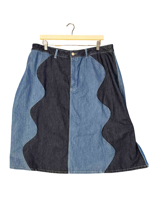 Size 20 | Gorman Blue Waves Of Love Denim Midi Skirt