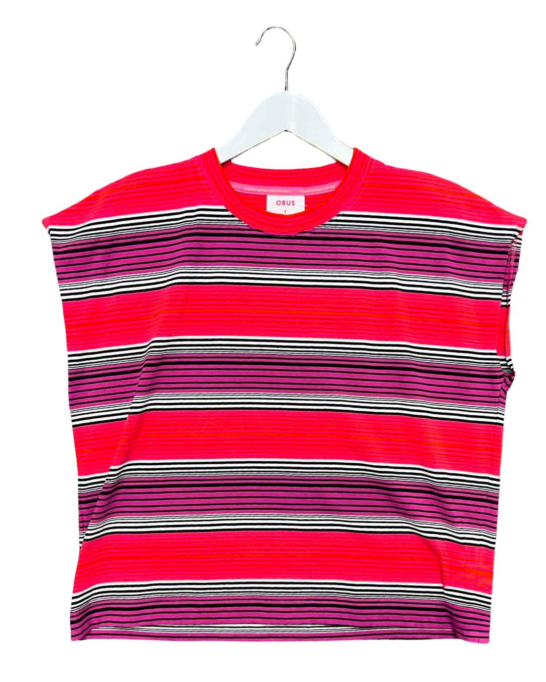 Size 8 | Obus Pink Stripe Muscle Tank