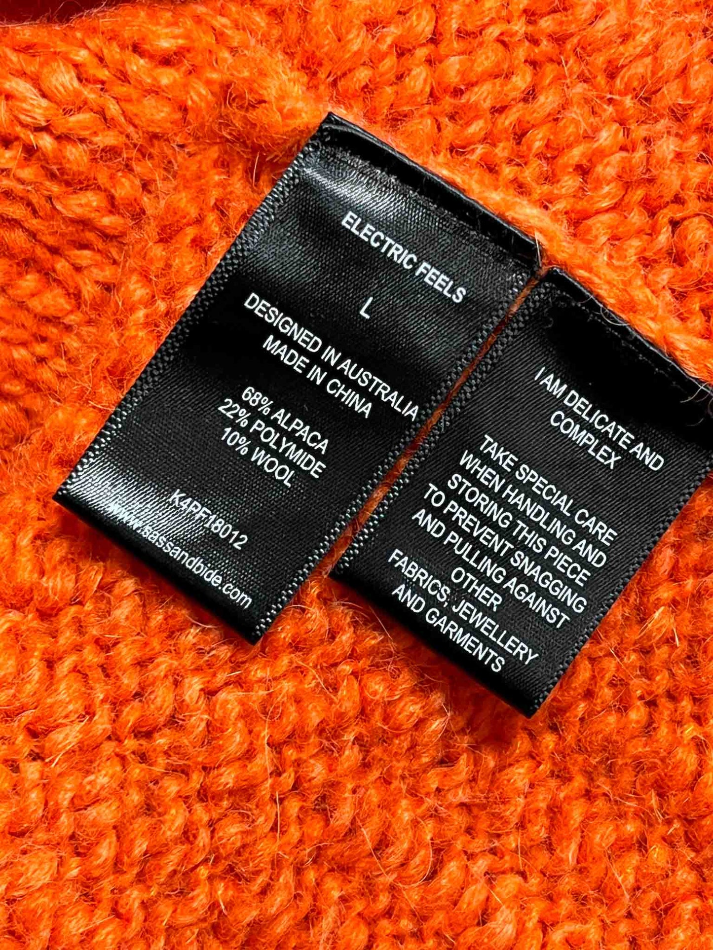 Size L | sass & bide Orange Alpaca Blend Jumper