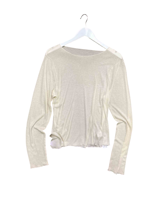 Size XL |  Deiji Studios Sheer Ribbed Viscose Blend Top