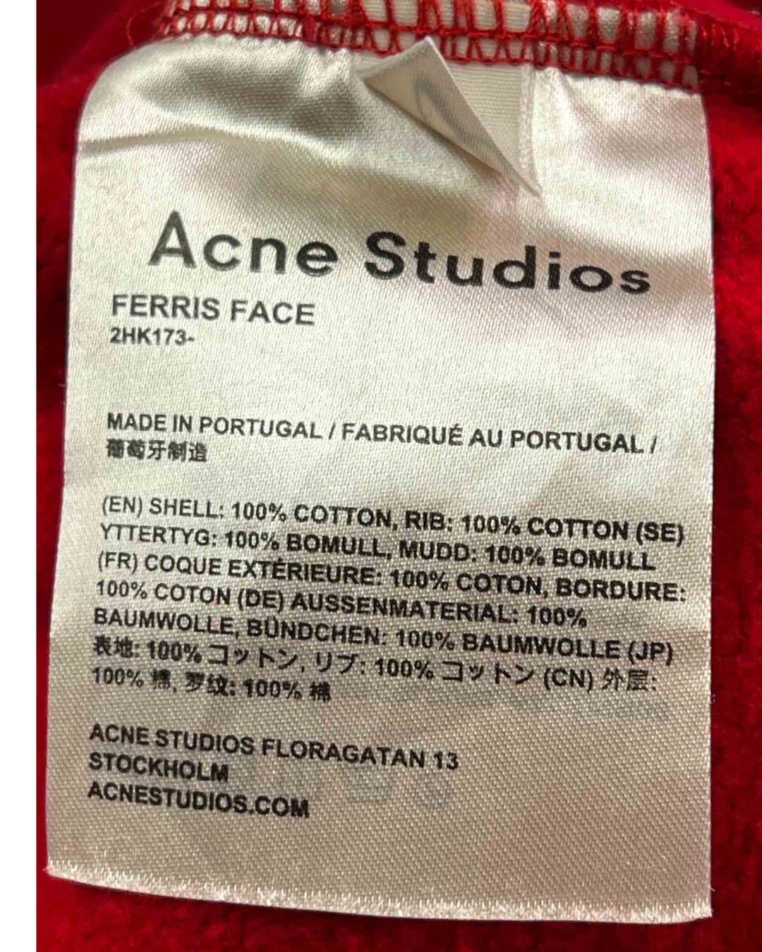 Size XS | Acne Studios Red Face Patch Hoodie