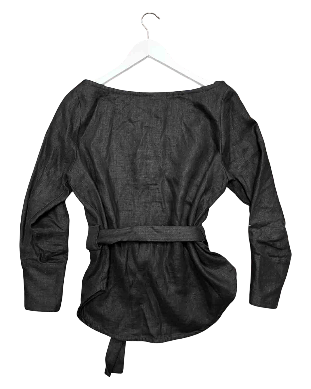 Size XXS | Alpha60 Black Linen Off-the -Shoulder Shirt