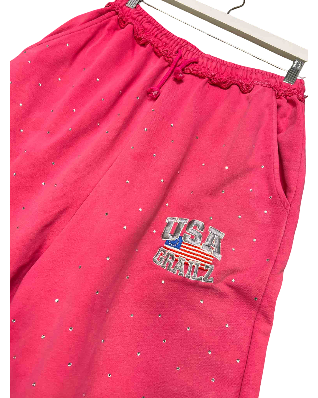 Size M | Grailz Pink Bedazzled Track Pants