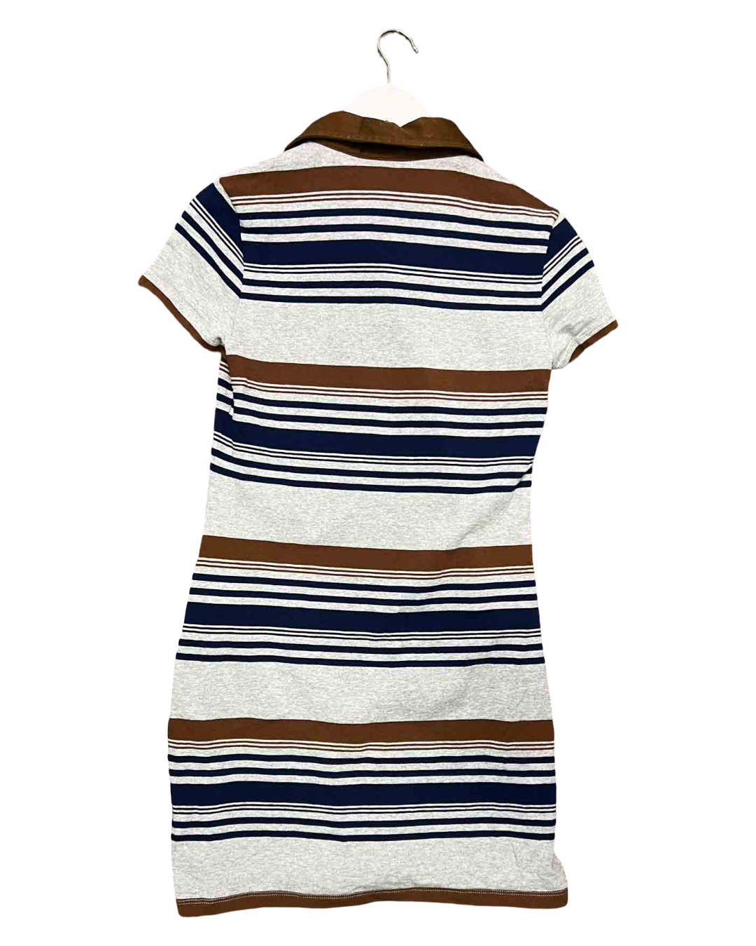Size 10 | Bec + Bridge Grey, Brown and Blue Stripe Polo Dress