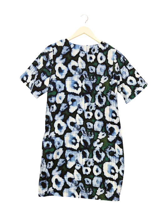 Size 6 | Elk Green and Blue Floral Shift Dress