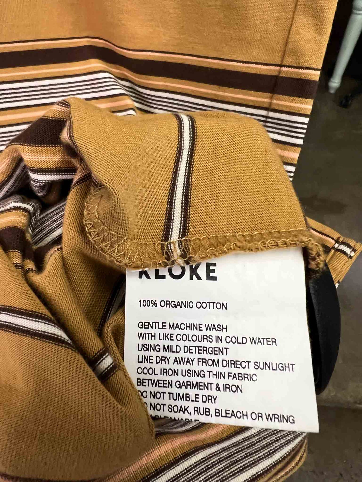 Size XS | Kloke Brown Striped T-Shirt Midi Dress