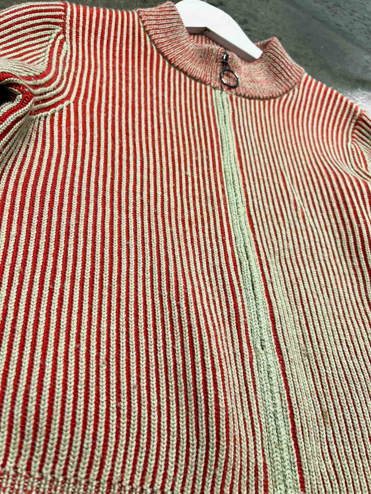 Size M | Alpha60 Striped Merino Wool Zip-Up Jacket