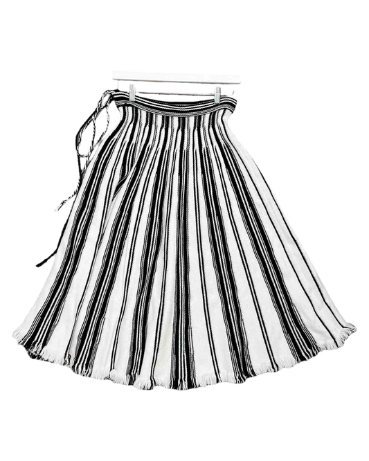 Size L | Artist & Art Striped Wool Knit Midi Skirt