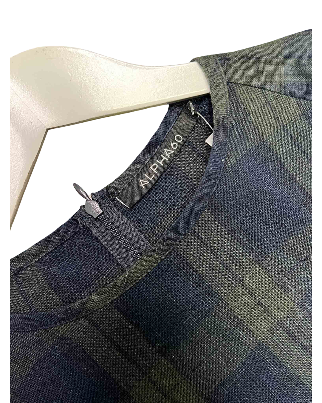 Size XXS | Alpha60 Green and Navy Linen Smock Dress