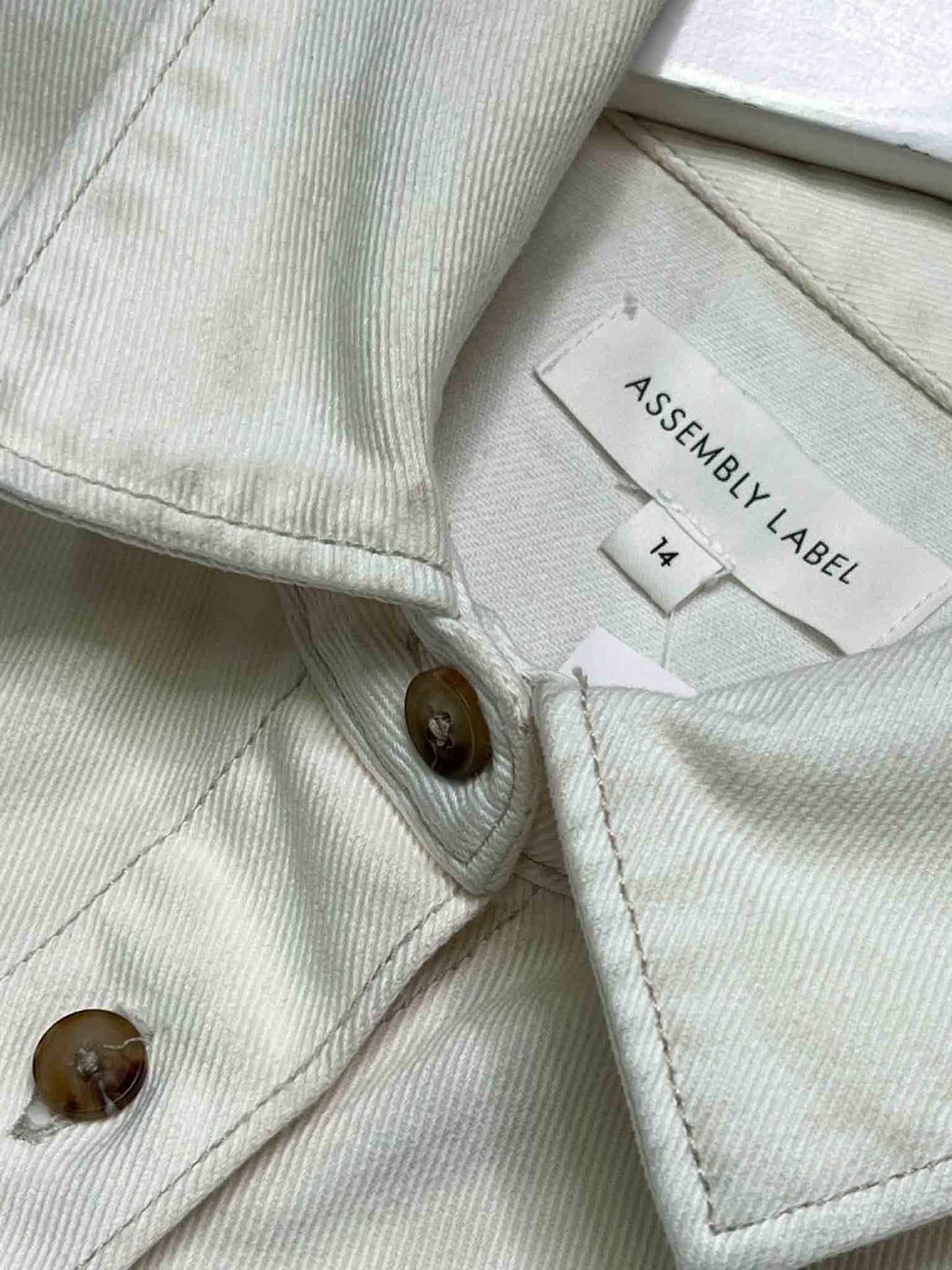 Size 14 (XL) | Assembly Label Cream Denim Short-Sleeve Shirt
