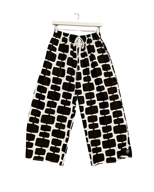 Size XXL | Yevu Cotton Geometric Print Wide Leg Pants
