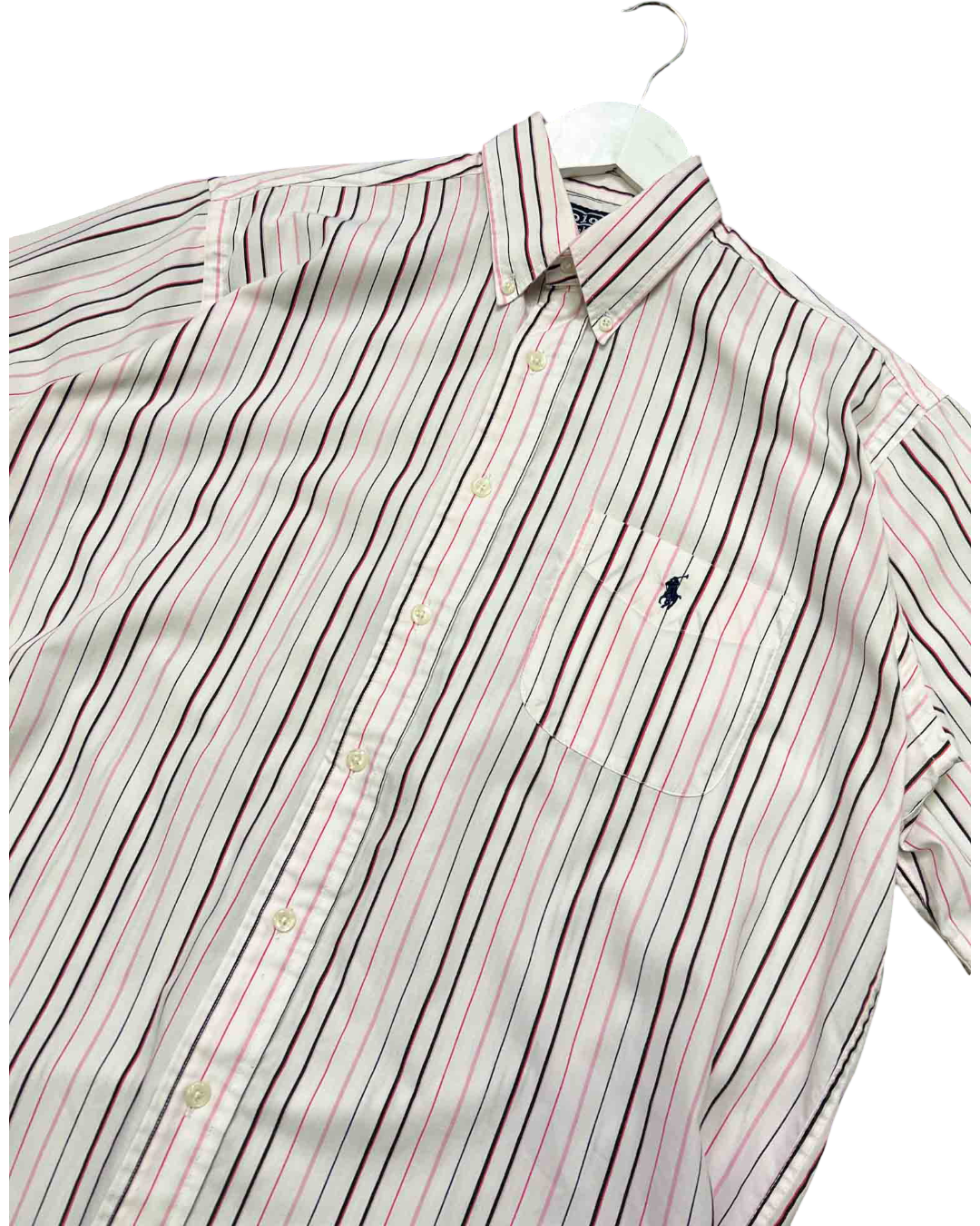 Size L | Ralph Lauren White and Pink Stripe Shirt
