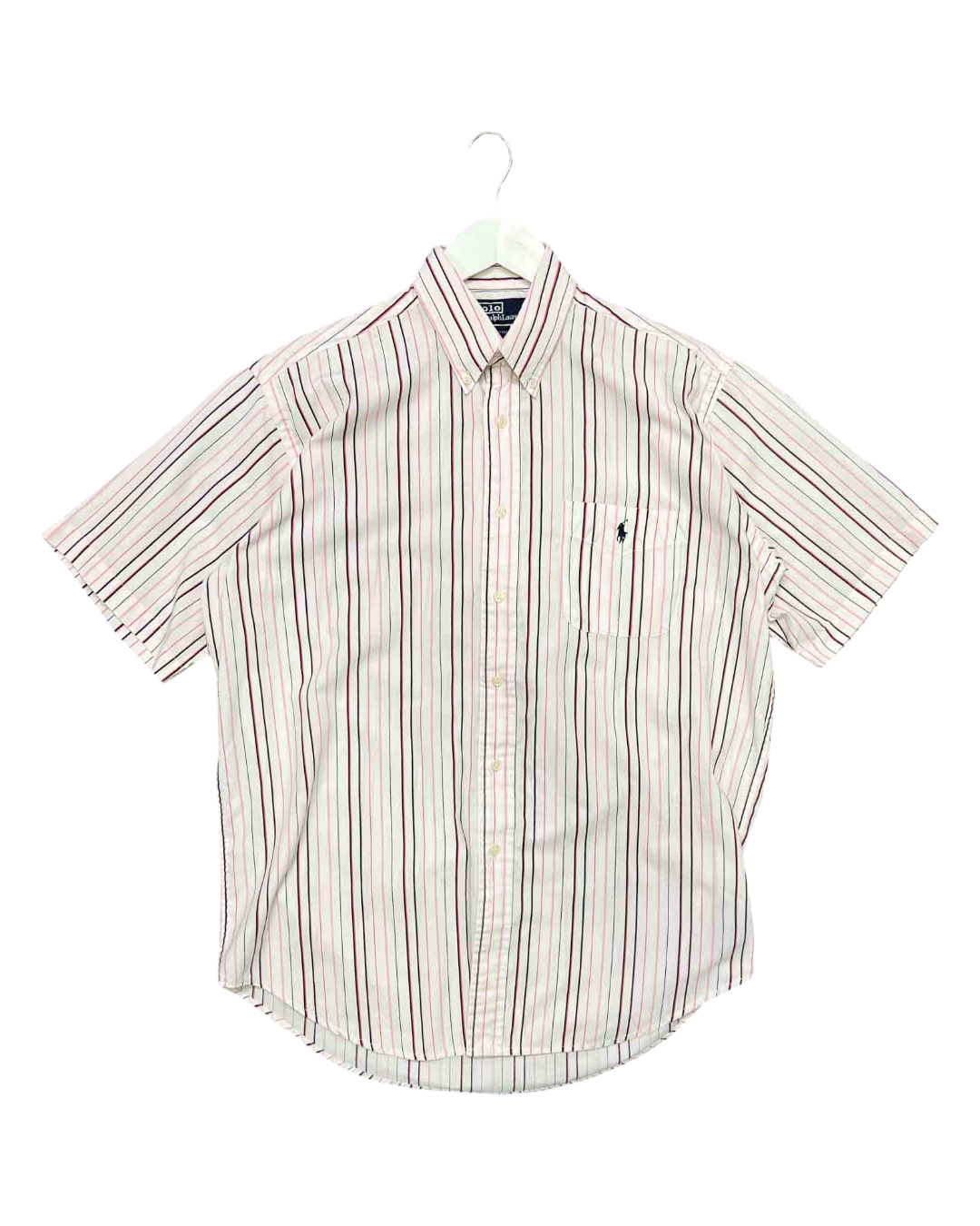 Size L | Ralph Lauren White and Pink Stripe Shirt