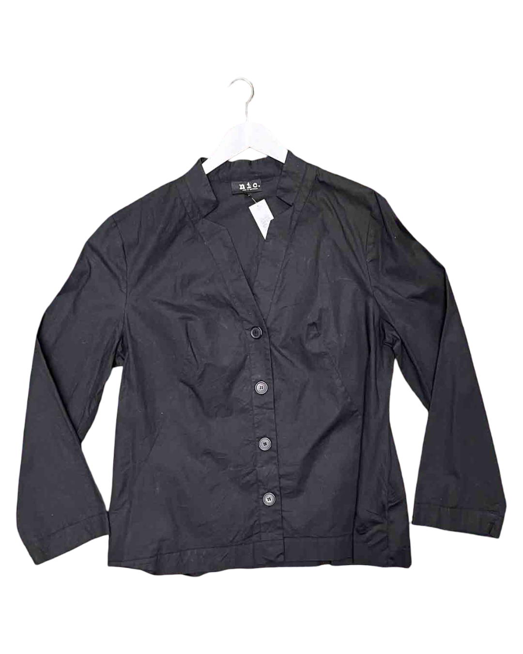 Size 4 (XL) | Nic. Black Cotton V-Neck Shirt