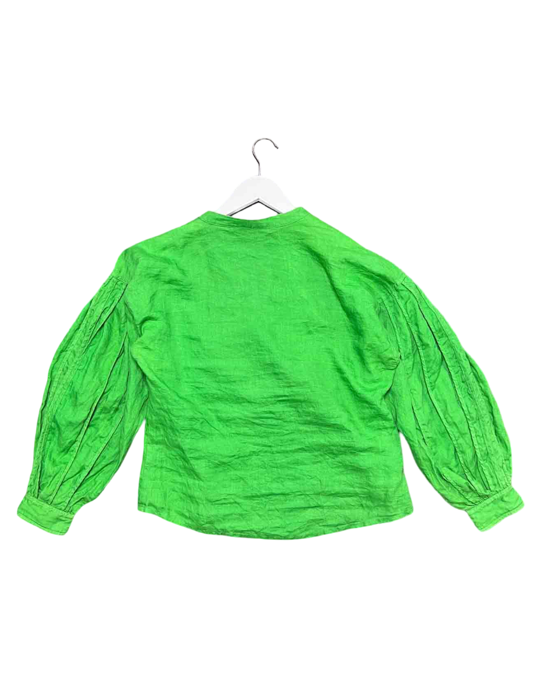 Size 8 (S) | Elk Green Linen Pleated Top