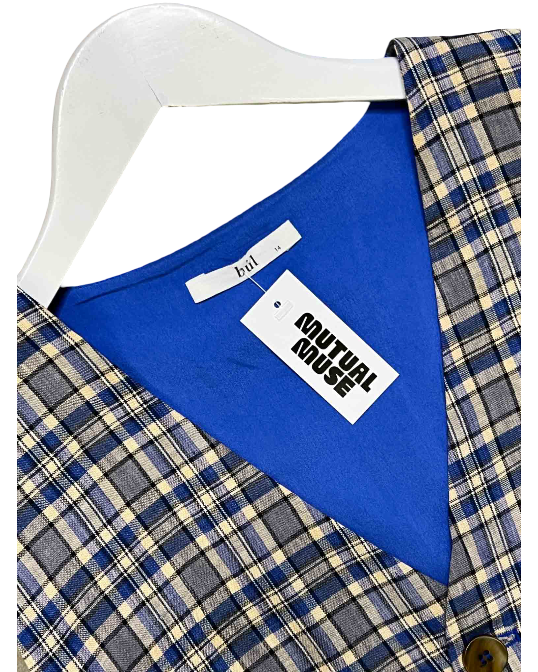 Size XL | Búl Blue Check Linen Vest