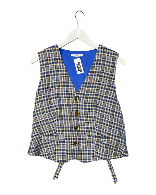 Size XL | Búl Blue Check Linen Vest
