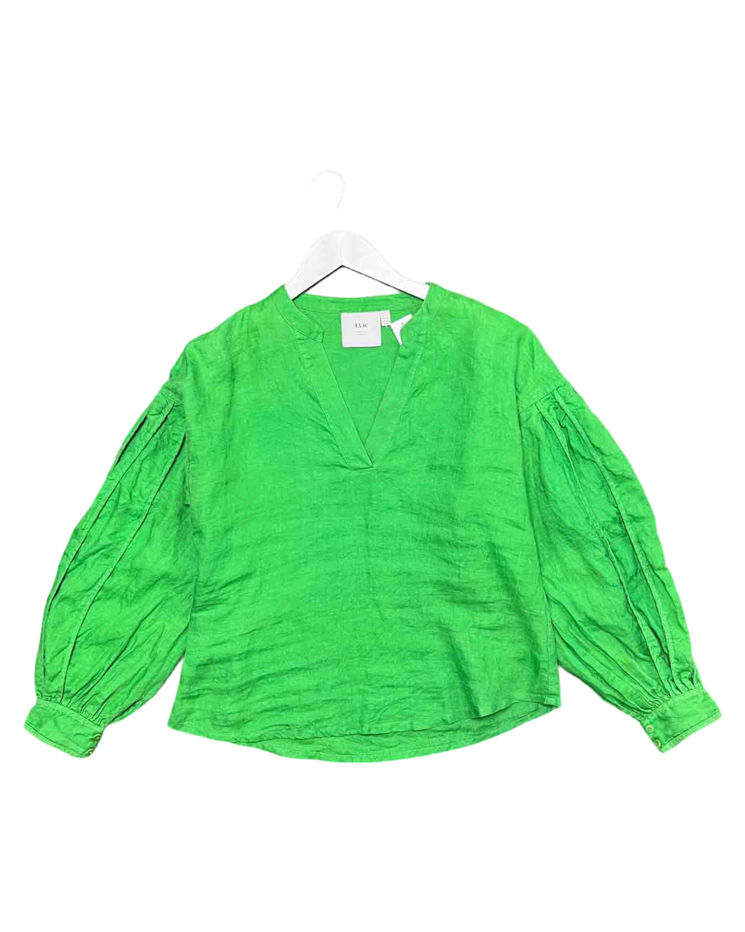 Size 8 (S) | Elk Green Linen Pleated Top