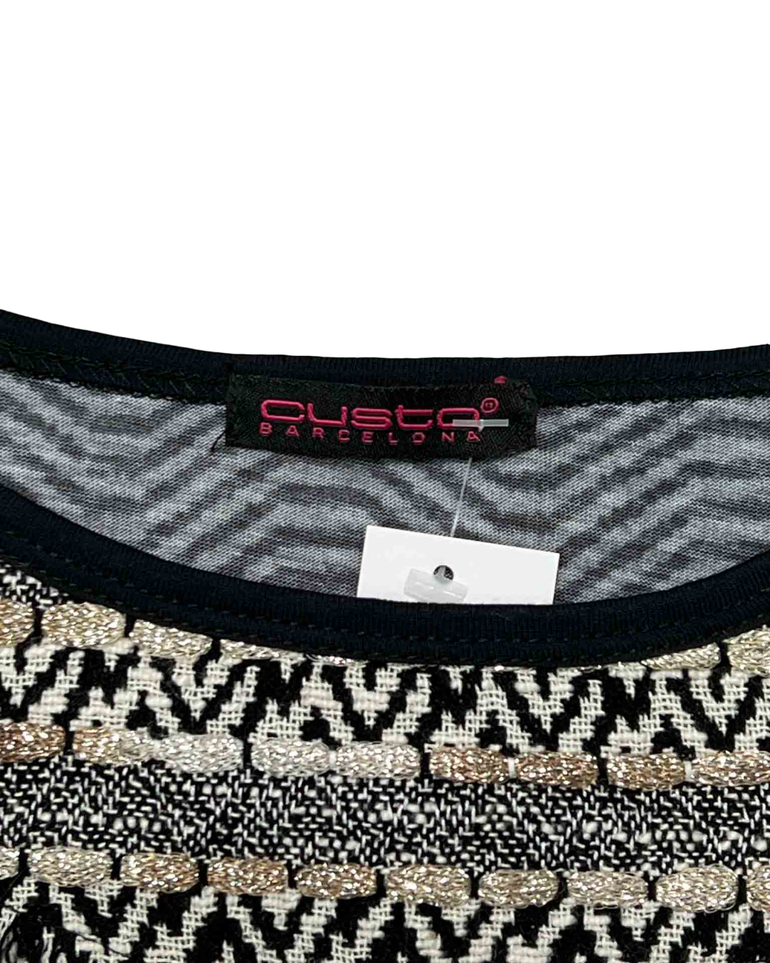 Size S | Custo Barcelona Grey Patchwork Top