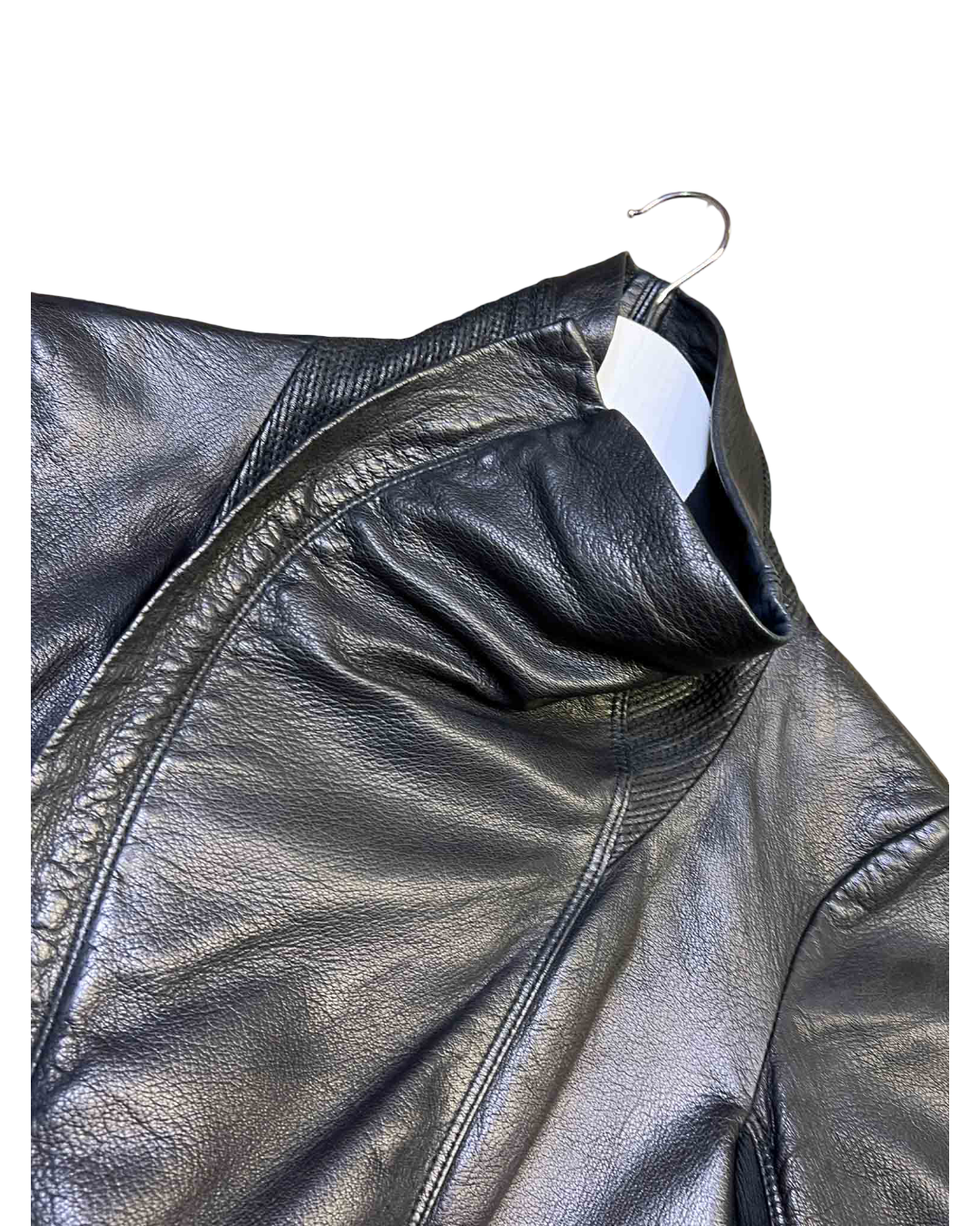 Size 3 (12) | Husk Cropped Black Leather Funnel Jacket