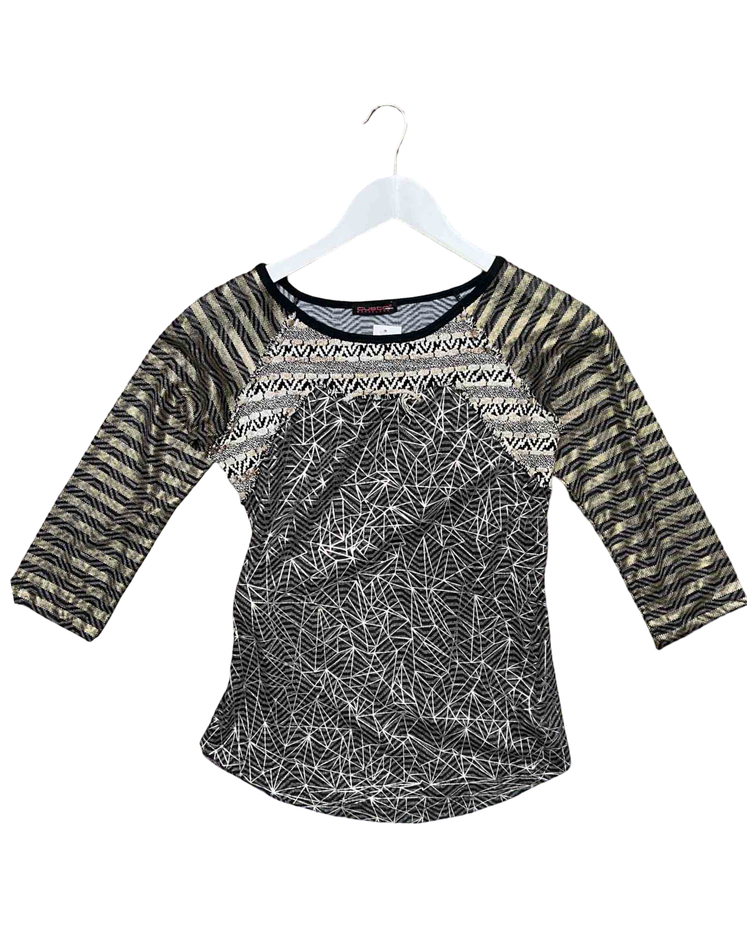 Size S | Custo Barcelona Grey Patchwork Top